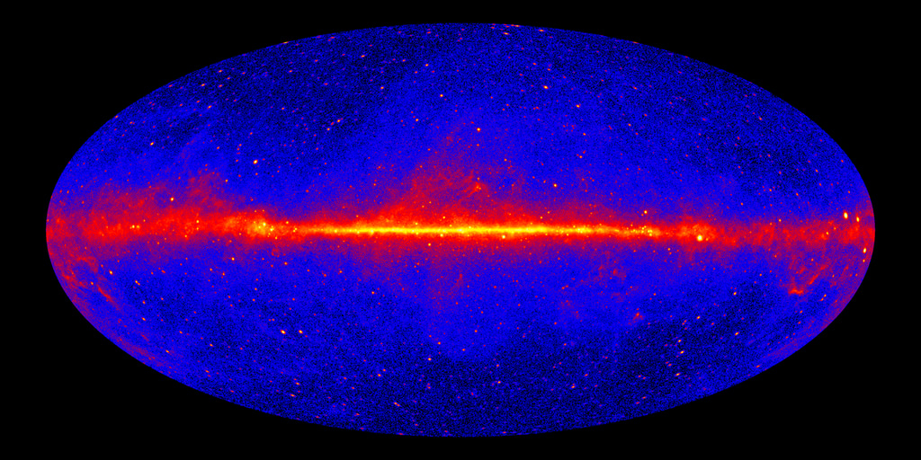 This image shows the entire sky as seen by Fermi's Large Area Telescope